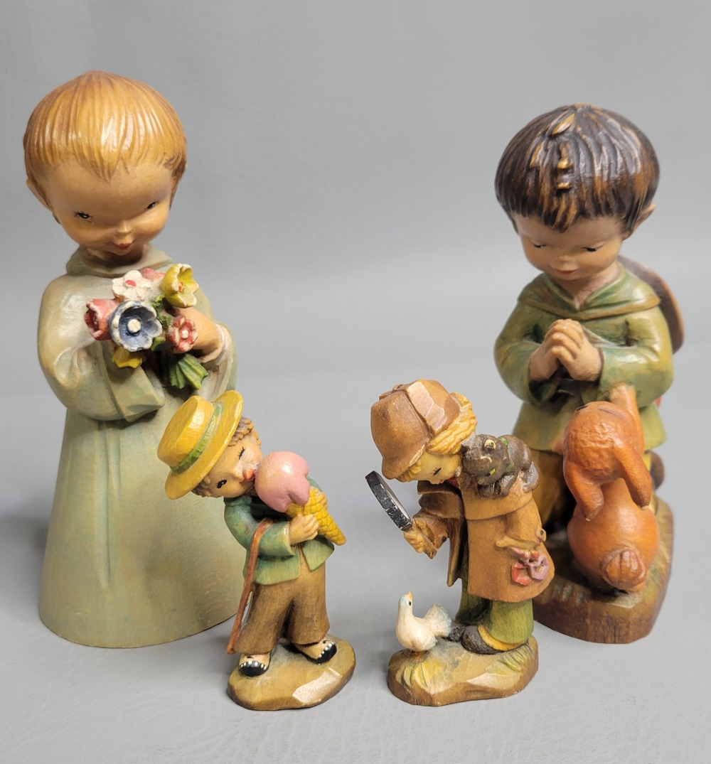 Vtg Anri Ferrandiz Wooden Figurines The Prayer Girl Flowers Summertime Inspector